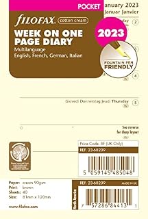 Filofax Pocket Week per Page 4 Language Cotton Cream 2023 Diary (23-68239)