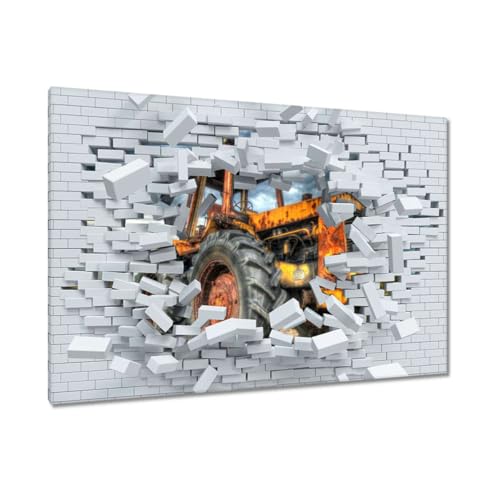 Toile tracteur 120 x 80 cm pour sublimer la décoration murale d'un salon rustique