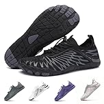 Hike Barefoot Shoes for Women Men Breathable & Non-Slip Athletic Footwear Wide Toe Water Shoes,Designed for Walking,Running&Swimming, Black, 7.5 Women/5.5 Men