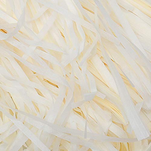 kuou 100G Cream White Shredded Tissue Paper, Hamper Filling Shredded Paper, Basket Grass Craft Decoration Paper, Raffia Gift Filler Paper for and DIY Gift Packaging, Party Supplies Accessories