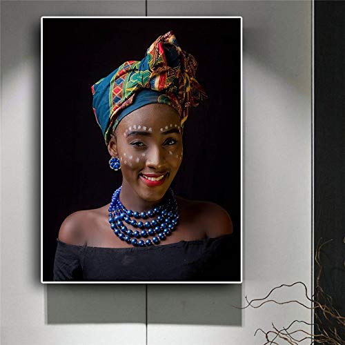 Art africain peinture sur toile de haute precision portrait femme 60x90