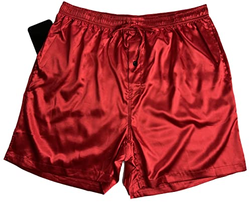 Men Silky Satin Boxers Shorts Pajama Shorts Button Fly Loose Underwear Drawstring Sleepwear Boxers with 2 Side Pockets4