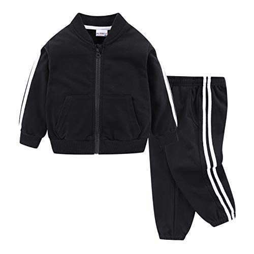 Mud Kingdom Jogging-Set für kleine Jungen, langärmelig, lässige Oberbekleidung, Schwarz, leger, 10-12