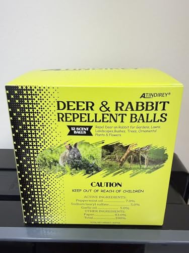 Atindirey Deer & Rabbit Repellent Balls- Outdoor Animal Deterrent for Garden, Yard, Trees & Plants | Natural, Long-Lasting | Safe for Pets, Kids, Flowers & Vegetables (12PCS)