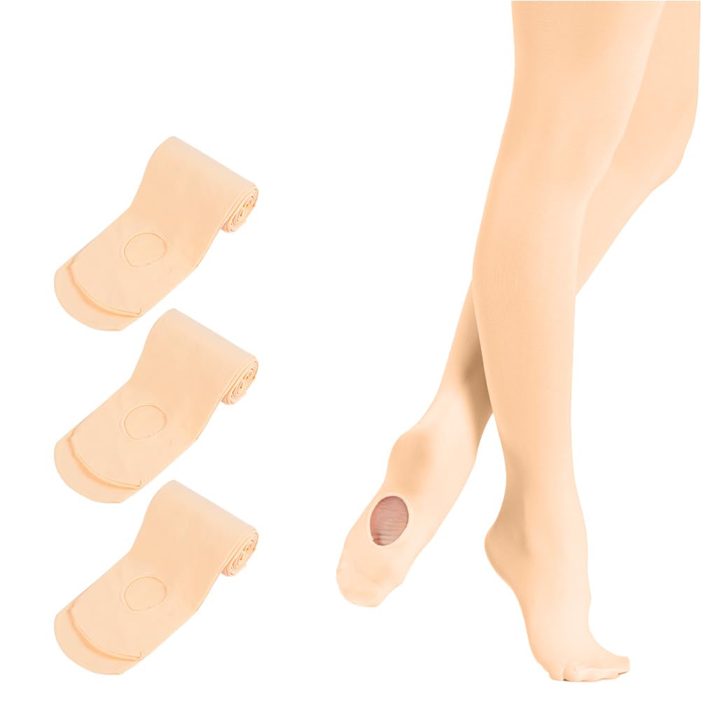 Medias de Ballet Convertibles para Niña 90D 3Pcs Rosa Carne