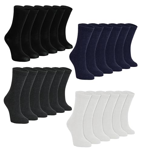 24 Pairs Multipack Kids School Uniform Socks | Knitted Cotton Plain Socks in Bulk