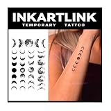 INKARTLINK Temporary Tattoos,2 Sheets Medium Semi Permanent Tattoo,Adult Art Design Temporary Tattoos, Lasts 1-2Weeks, Waterproof, Realistic look, No Adhesive, No reflection (Moon Change）