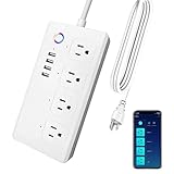 Jinvoo Smart Power Strip,4 USB Ports,and 4 Independently Controlled Smart Outlets,WiFi Surge Protector Works with Alexa Google Home,Smart Home Office Cruise Ship Travel Multi-Plug Extension Cord,10A