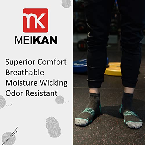 Mk Meikan Mens Hiking Socks Size 10-13, Trekking, Performance & Outdoor, Trail Running Socks For Men Summer Outdoor Boot Socks Men Walking Socks 3 Pairs (Black&Green, Large) #TOP5