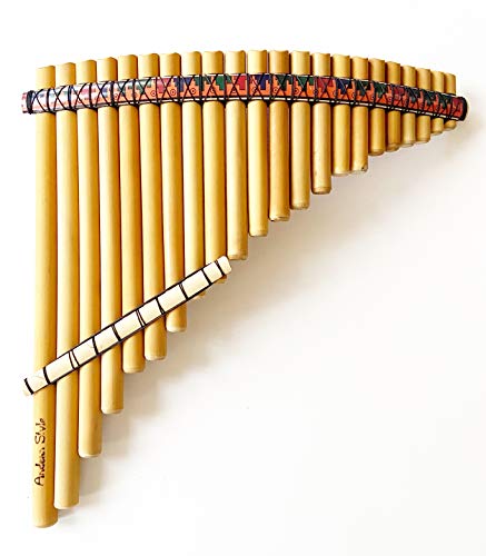ANDEAN STYLE professional tenor pan flute 22 tubes tuned in G major (440) made of natural and quality bamboo pouch is included