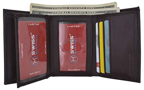 Top Grain Leather Trifold Wallet for Men RFID Blocking Extra Capacity (Brown)3