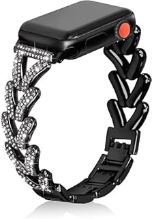 سوار ساعة من V Volt، من الستانلس ستيل المرصع بالالماس متوافق مع اي ووتش سيريس 1/2/3/4/5/6/7/8/9/10/الترا/الترا2 مقاس 42/44/45/46/49 ملم،تصميم أنيق ومتين.