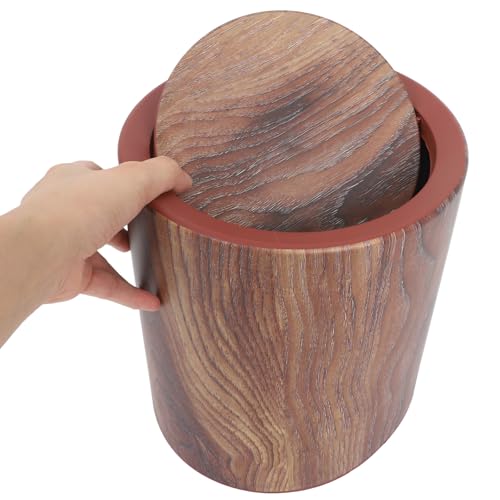 Caneca de Basura Mediana con Tapa de Diseño Madera Happyyami miniatura 7