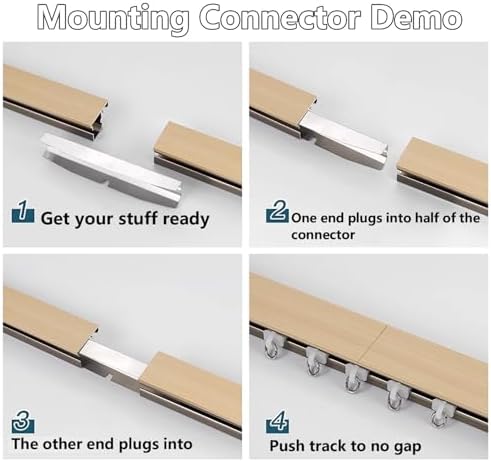 Heavy Duty Double Curtain Track - 4.6m (15.1ft) Imitation Wood Grain Wall Mounted - Elegant White Curtain Rods & Tracks for Stylish Home Decor & Window Treatments