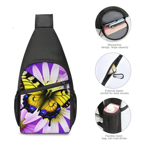 Bolso bandolera deportivo con diseño de mariposa y flores miniatura 5
