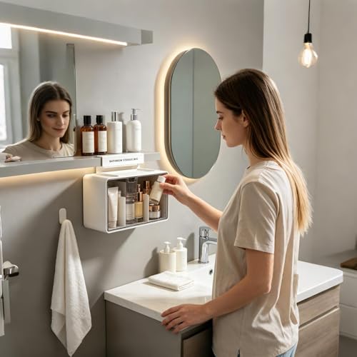 Organizador de baño transparente y extraíble para lavabo 3