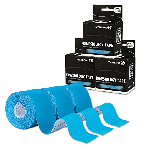 Rehband Kinesiologietape 5cm x 4,5m, Kinesiologie Tape zur Selbstanwendung, Muskel Tape, Physio Sport-Tape zur Unterstützung von Gelenk & Muskulatur, Schulter, Knöchel, Ellbogen & Knieschmerzlinderung