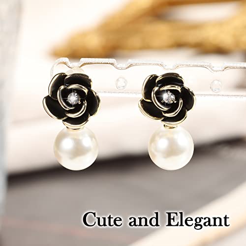 Kesaplan Pearl Earrings For Women Girls 14K Gold Plated Hypoallergenic Pearl Earrings 5A Cubic Zirconia Dangle Earrings Elegant Jewelry For Gifts #TOP5