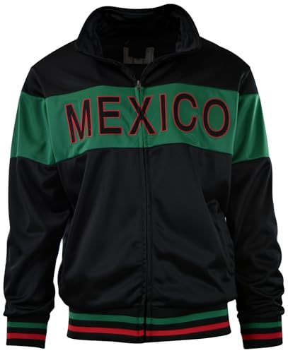 ChoiceApparel Men's Mexico Track Jacket (S, 6070-BLACK/GREEN) at