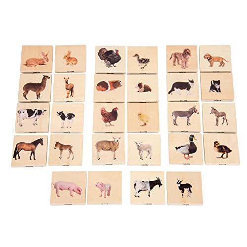 Image of TickiT - 73406 Domestic Animal Family Match - Set of 28 - Real Pictures - Animal Memory Game with Parents and Babies - Animal Matching Game for Toddlers - Develop Cognitive Skills ,Critical Thinking