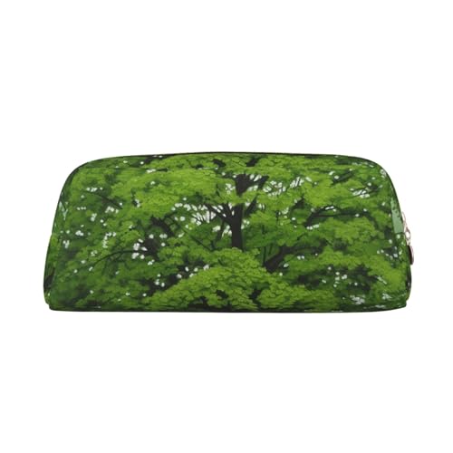 BSCKKDMN レザー 筆箱 かわいい ジッパー ペンシルポーチ ペンバッグ 多機能 トラベル メイク コスメバッグ グリーン ツリー キーポーチ 女性 男性 仕事 オフィス