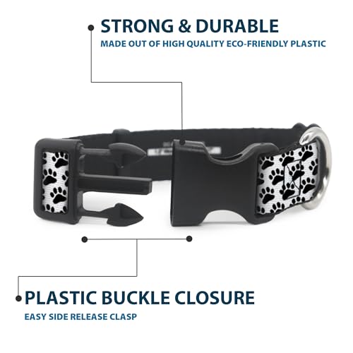 Collier clip en plastique Buckle Down noir et blanc taille medium réglable - 5
