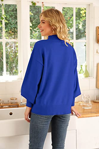 Image of WEACZZY Women's Sweater Mock Neck Long Lantern Sleeve Lightweight Knit Tops