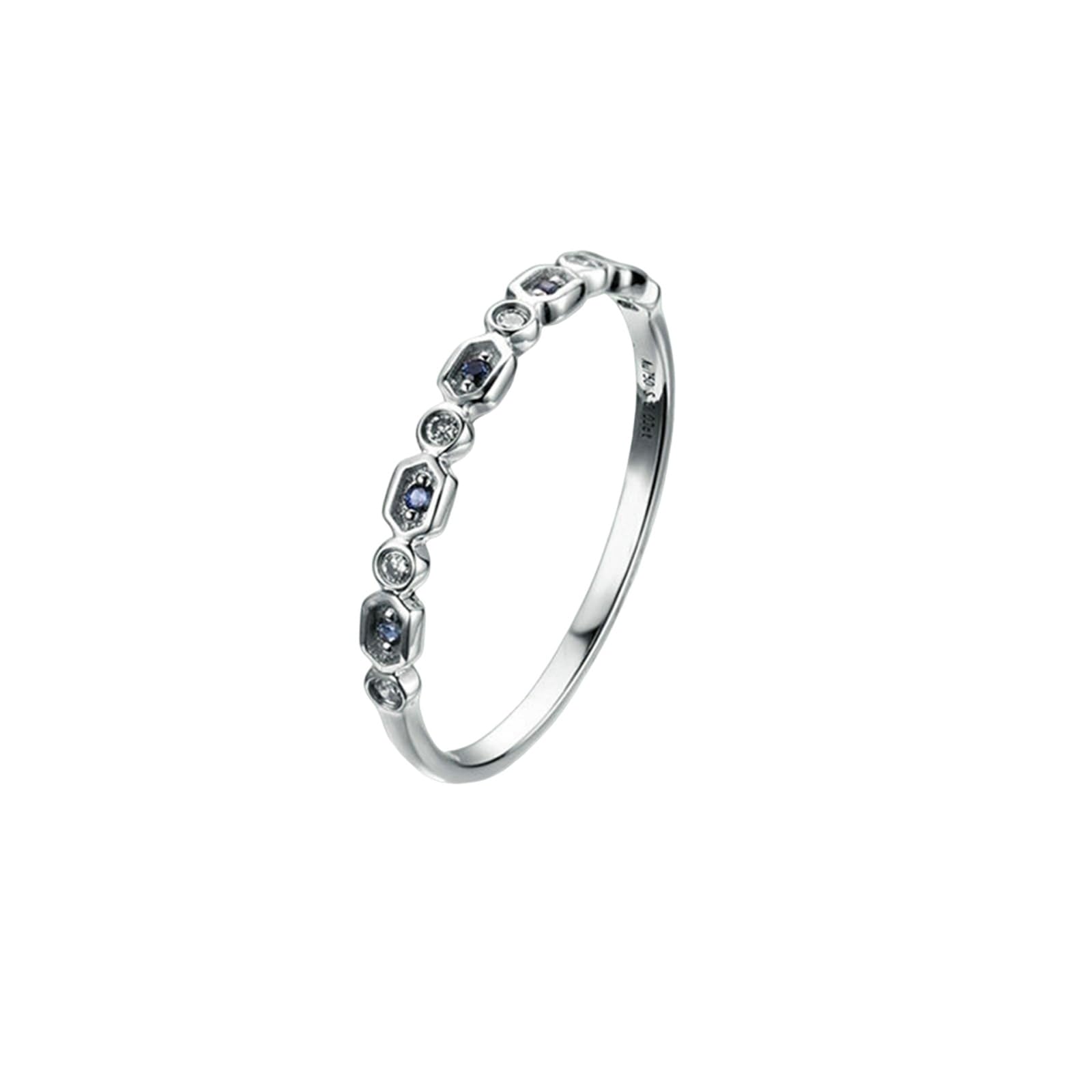 Anello Promessa Oro Bianco/Platino Anelli promesso Sottili Vintage per lei con Zaffiro e Diamante