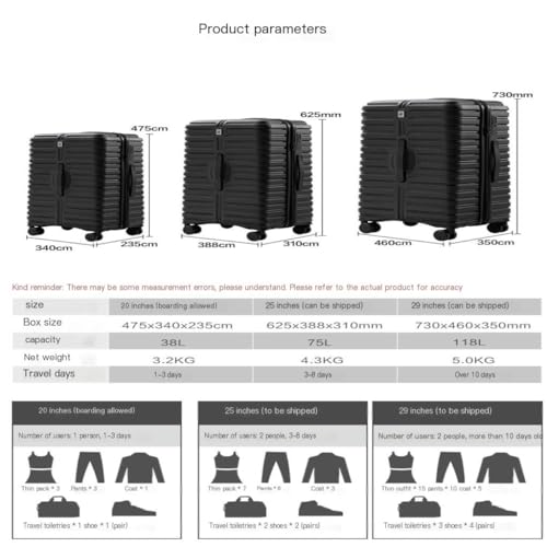 Suitcase Password Suitcase Women's Universal Wheel Trolley Case Men's Thickened Student Checked Luggage 29 Inches Luggage(Black,20)2