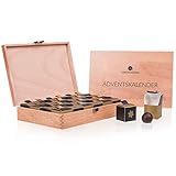 Adventskalender für Erwachsene - 24 handgefertigte Pralinen | Holzkiste | Weihnachtskalender | Schokolade | Erwachsene | Mann | Frau | Männer | Frau