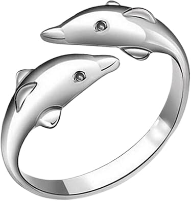 Dolphin Ring S925 Silver Plated Adjustable Womens Jewelry Gift Ring, designed specifically for fashionable women, suitable for various holiday jewelry gifts