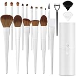 Makeup Brushes With Case 20PCs Professional Makeup Brush Set, Foundation Powder Eyeshadow Brush Set Eyebrow Concealer Contour Travel Brushes Kit with Holder & 2 Powder Puff-White