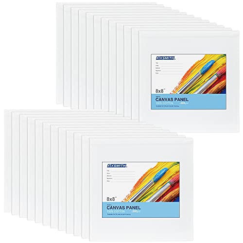 Fixsmith Painting Canvas Panels - 8X8 Inch Canvas Panel Super Value 12 Pack Canvases,100% Cotton,Square Canvas Board,Acid Free,Artist Canvas Boards For Professionals,Hobby Painters,Students & Kids. #TOP16