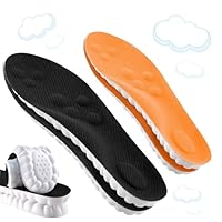 2 Pair Memory Foam Insoles with Arch Support for Women Men Comfort Massage Insoles Replacement Shoe Inserts Trainers Sneakers Sports Shoes Work Boots Breathable Shock Absorption Black Orange 29.5CM