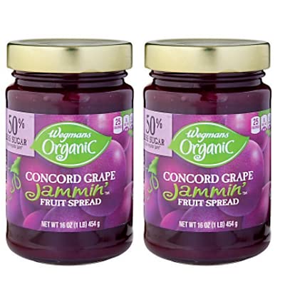 Wegmans Organic Triple Berry Jammin' Fruit Spread Jam-Strawberry, Blueberry & Raspberry- 50% Less Sugar, 16 Oz (2 Pack)