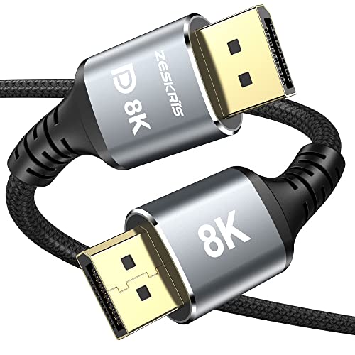 ZESKRIS 8K DisplayPort Kabel 1.4 2M [VESA-Zertifiziert], 8K@60Hz, 4K@165Hz, 2K@240Hz/165Hz/144Hz, HBR3 32.4Gbps, HDR10, DSC 1.2, HDCP 2.2, G-Sync&FreeSync, DP 1.4 Kabel f&uuml;r Gaming-Monitor, Grafikkarte