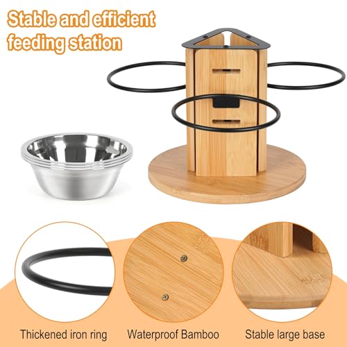 JAZUIHA Katzennapf Erhöht 3er Set, Höhenverstellbare Futterstation für Katzen und kleine Hunde, 14 cm Edelstahlnäpfe (350ml), 3 Stufen für Anpassbare Höhe