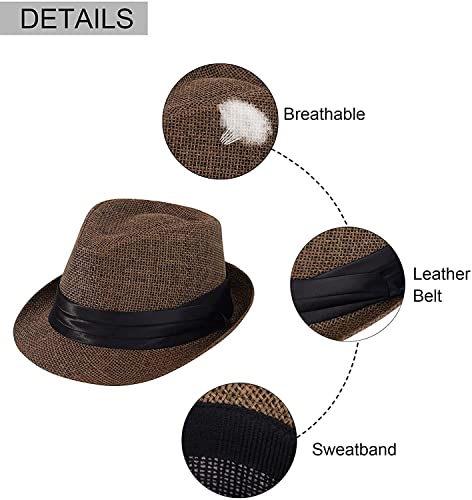 INFISPACE Boy's Fedora Short Brim Straw Hat