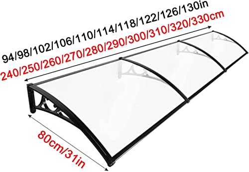 Modern Polycarbonate Rain Canopy Rainproof And Silent,Front Door Canopy Curved Window Awning Outdoor Awning Sunlight Protection, For Courtyard Patio Balcony 23.3.16 (Size : 80X240Cm) #TOP1