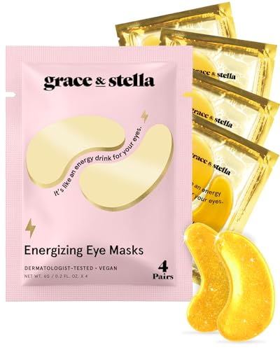 grace & stella Award Winning Under Eye Mask - Reduce Dark Circles Puffy Eyes Undereye Bags Wrinkles - Under Eye Gel Patches Vegan Cruelty-Free Self Care (4 Pairs Gold)