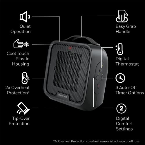Honeywell Uberheat Plus Ceramic Space Heater For Small Rooms, Black #TOP3