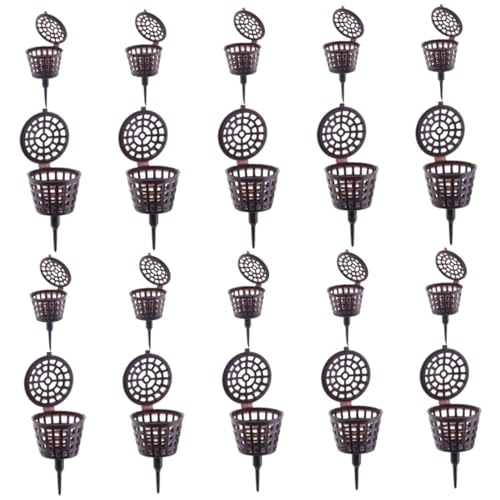 OUNONA 20個 耐久性プラスチック製施肥盒 蓋付き肥料バスケット 盆栽 鉢植え専用 植物肥料管理用 散汚れ防止 ガーデニング補助ツール