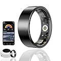 HPLSZCN Smart Ring, Fitness Tracker con frequenza cardiaca, ossigeno nel sangue, stress, monitoraggio del sonno, monitoraggio dei passi, impermeabile fino a 10 ATM (Nero, 12)