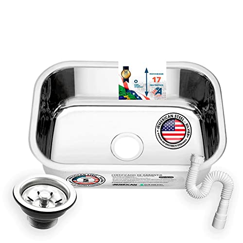 Cuba Pia Numero 1 Cozinha Inox American Steel 47x30x17 + Sifão + Válvula