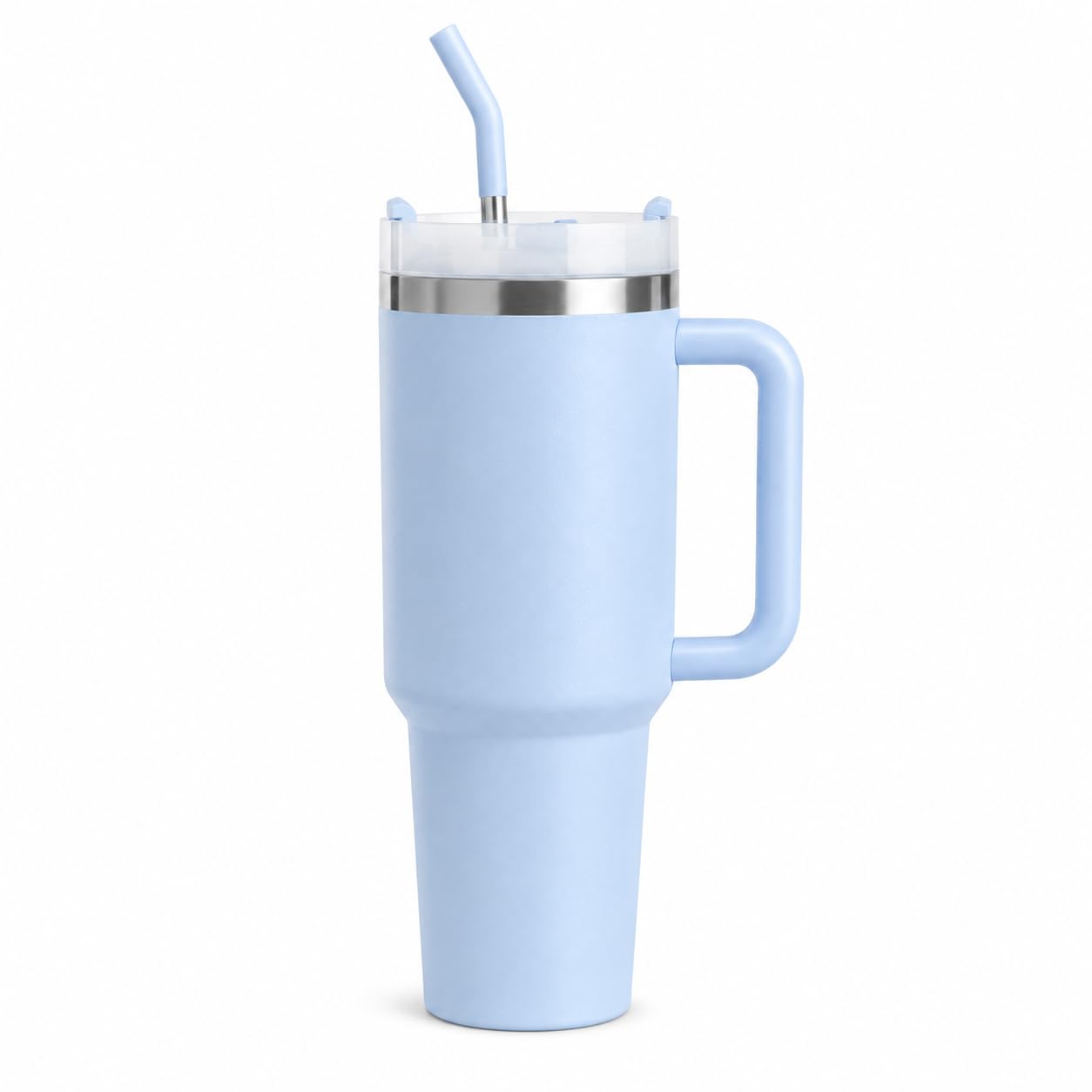Copo Térmico 1200ml com Tampa, Alça e Canudo Inox, Azul Serenity | Parede Dupla em Aço