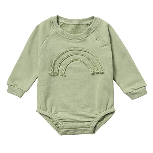 Image of Snr-k Baby Girl Boy Crewneck Sweatshirt Romper Long Sleeve Rainbow Pullover Sweater Top Warm Fall Winter Clothes