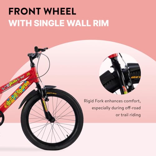 Image of CULTSPORT Cult Skater 20T Red Kids Cycle for 5-8 Years Unisex, Single Speed Cycle /Bicycle with Complete Accessories