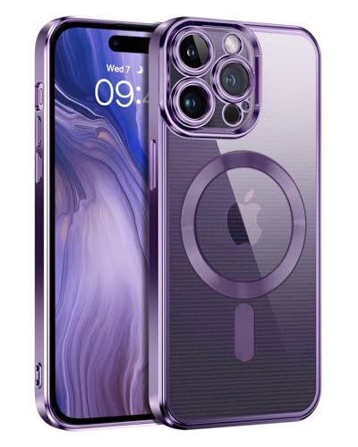 BENTOBEN Coque pour Magnétique iPhone 14 Pro Max Magsafe Compatible Étui de Protection Antichoc, Dos Anti Rayures Transparente Housse Résistant aux Rayures Coque iPhone 14 Pro Max-Violet Foncé