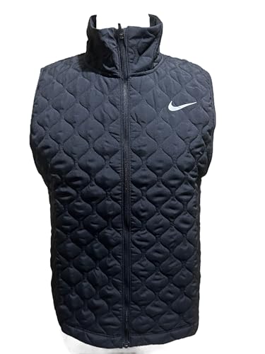 Nike Colete feminino Aerolayer de corrida sem mangas acolchoado médio preto térmico, Preto, M