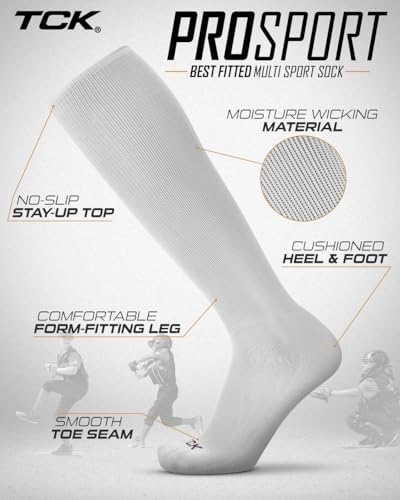 Image of Prosport Baseball Socks & Softball Socks, Kids & Adult Knee High Tube Sock